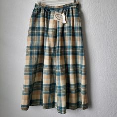 # 100% Virgin Wool # A-Line Plaid Skirt # Cream/Beige Blue Combo Colors # Not Lined # Dry Cleaned # Pockets And Button At Waist. # Size 8 ( Vintage Sizing Please See Measurements). # Approximately Waist 13 In Length 30 In Measurements Are An Estimate. # New With Tag. Never Worn Or Washed. # Final Sale. Please Note: Even Though The Skirt Is In Excellent Condition, There Is A Strong Perfume/Vintage Scent. I Am Selling Because Too Small For Me Unfortunately. There Is No Give At The Waist. I Am A 26 Blue Plaid Skirt, Perfume Vintage, Red Plaid Skirt, Preppy Spring, Black Watch Tartan, Rose Skirt, Tartan Skirt, Textured Skirt, Black And White Skirt