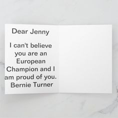 a piece of paper with the words dear jenny written in black and white on it