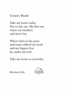 the poem is written in black and white with an image of a house on it