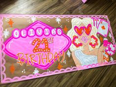 Vegas BABY 💗🪩🍾⚡️ #banner #banner #art #artwork #bannerpainting #painting #paintings #etsy #seller #bannerevent #party #summer #bannersdesign #paint #vegas #vegasbaby girl inspo/galsinglasses 21 Bday Ideas, 21st Sign, Kraft Paper Banner, 21 Sign, Banner Painting, Sorority Signs, Painted Banners, 21st Birthday Banner, Painted Banner