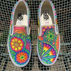 HAND PAINTED VANS Custom Vans Slip on Shoes Original Hand - Etsy Vans Painted Shoes Ideas, Custom Vans Slip On, Custom Slip On Vans, Sharpie Shoes, Hand Painted Vans, Shoe Painting, Vans Custom, Sneakers Art, Vans Slip On Shoes