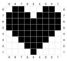 a black and white heart is shown in the shape of a square with numbers on it