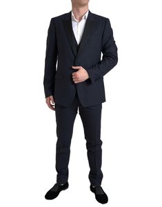 Dolce & Gabbana Blue 2 Piece Single Breasted MARTINI Blazer Black Martini, Tuxedo Suit For Men, Classic Tuxedo, Dolce And Gabbana Blue, 2 Piece Suit, Tuxedo Suit, Slim Fit Suit, Modern Gentleman, Black Model