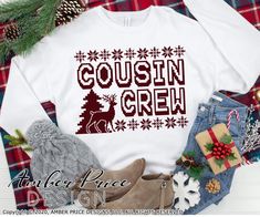 a t - shirt with the words merry and bright on it next to christmas decorations