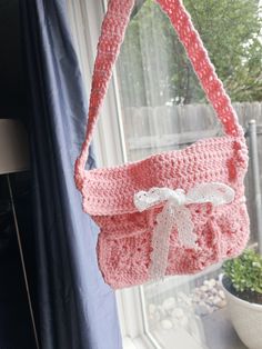 #coquette #crochet Crochet Coquette Ideas, Crochet Clothes Coquette, Crochet Bow Purse, Coquette Crochet Bag, Coquette Crochet Plushies, Coquette Crochet, Pink Coquette, Crochet Purse, Crochet Purses