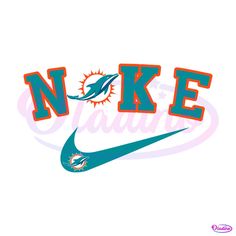 the nike logo is shown in red, blue and white with an dolphins name on it