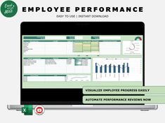 the employee performance dashboard is displayed on a computer screen with an arrow pointing to it