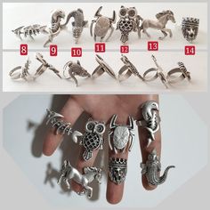 Animals ring, scorpion ring, crab ring, cat ring, turtle ring, horse ring fish ring, owl ring frog ring lion ring, bull ring, crocodile ring Adjustable size - can adjust one size up or down. Great for thumb also! Perfect as a gift for a loved one or a special treat for yourself. The ring is sterling silver plated with a matte, antique oxidized finish. Metal: brass Finish : 0.23 micron matte silver Ring size : adjustable Our all products are hypoallergenic and lead, nickel, cadmium free. Please c Unique Claw-shaped Metal Rings, Unique Claw Shaped Metal Rings, Fish Ring, Turtle Ring, Horse Ring, Lion Ring, Owl Ring, Cat Ring, Animal Rings