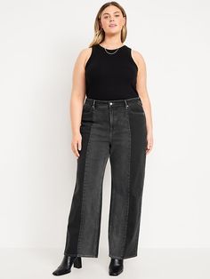 Extra High-Waisted Sky-Hi Wide-Leg Jeans | Old Navy Family Pajamas, Family Maternity, Back Patch, Style Guide, Wide Leg Jeans, Toddler Boys, Leg Jeans, Style Guides, Old Navy