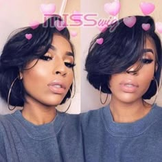 Black Hair Wigs, Short Bobs, Human Hair Wigs Blonde, Long Bangs, Silk Press, Bob Hair, Short Wigs, Free Style