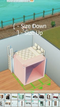 an image of a bed in the middle of a room with measurements for size up