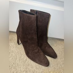 Brand New Manolo Blahnik Booties Color: Brown Size: 39 Heel: 55mm Retails For $1095 Elegant Brown Evening Boots, Elegant Brown Heeled Boots For Evening, Elegant Formal Heeled Boots With Suede Lining, Elegant High Ankle Heeled Boots For Formal Occasions, Elegant Suede Heeled Boots With 4-inch Heel, Elegant Heeled Boots With Almond Toe And Suede Lining, Elegant Almond Toe Heeled Boots With Suede Lining, Elegant High Ankle Suede Boots, Elegant Almond Toe Boots With Suede Lining