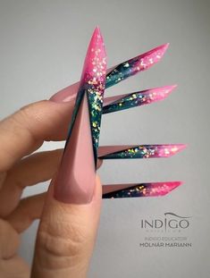 Edge Nail Designs, Extreme Nails, Nails After Acrylics, Fake Nails Designs, Acrylic Nail Shapes, Edge Nails, Indigo Nails, Fantasy Nails, Nail Designs Tutorial