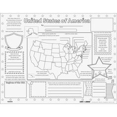 the united states of america map is shown in black and white with stars on it