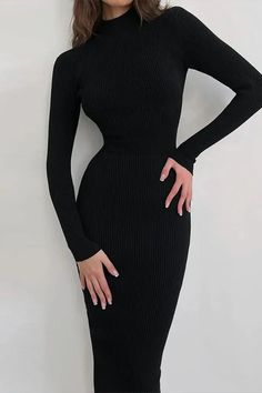 Embrace autumn elegance with the Turtleneck Knit Midi Dress. Featuring long sleeves and a bodycon silhouette, this dress exudes fashionable sophistication, perfect for women seeking a solid-colored, elegant look. Details: Elasticity: Medium Strecth Sleeve Style: regular Silhouette: Pencil Neckline: Turtleneck Material: COTTON Material: Knitting Cotton Size (IN) Bust Waist Sleeve Length Length Shoulder S 24.41-40.94 17.32-30.71 24.02 45.67 12.60-19.29 M 25.20-42.52 18.11-31.50 24.41 46.85 12.99-20.47 L 25.98-44.09 18.90-32.28 24.80 47.64 13.39-21.65 Streetwear Dresses, Bodycon Midi Dresses, Long Sleeve Bodycon Midi Dress, White Long Sleeve Sweater, Knitted Turtleneck, Turtleneck Midi Dress, Streetwear Dress, Solid Midi Dress, Long Knitted Dress