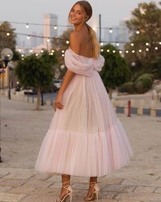 Tea Length Tulle, Tulle Ruffles, Tulle Homecoming Dress, Custom Prom Dress, Pink Tulle, Tea Length Dresses, Linnet, Beach Wedding Dress, Fancy Dresses