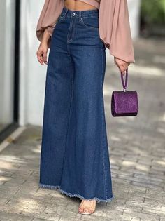 Plain All Season Urban Polyester No Elasticity Wide leg pants Long A-Line Regular Jeans for Women Boyfriend Pants Jeans, Jeans Palazzo, Wide Leg Jeans Outfit, Classy Gowns, Boyfriend Pants, Jeans Outfit Women, Woman Jeans, Denim Patterns, Loose Jeans