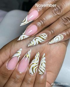 African Nail Art Design, Uni Nails, Zebra Nails, Stiletto Nail Art, Fancy Nails Designs, Ombre Acrylic Nails