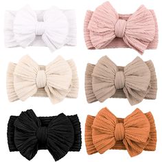 four different bows are shown in multiple colors