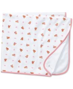 Adorable receiving blanket in ultra-soft cotton jersey. Ralph Lauren Baby Girl, Bear Blanket, Pink Bear, Reversible Blanket, Receiving Blanket, Polo Bear, Monogram Prints