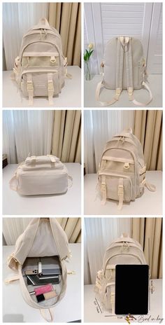 BirdinBag – Stylish Buckle Decor backpack with Large Capacity and Multi-pockets, ideal for Teen Girls, College Students, and Outdoor Travel – Bird in Bag Beige Large Capacity Backpack For School, Beige School Backpack With Large Capacity, Trendy Beige Backpack For Students, Casual Student Backpack With Pockets, Trendy Softback Backpack With Pockets, Casual Beige Backpack With Pockets, Trendy Student Backpack With Pockets, Student Bags With Pockets For Back To School, Student Shoulder Bag With Pockets For Back To School