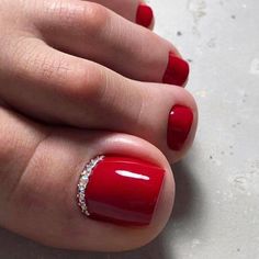 Red Toenails, Pedicure Nail Designs, Acrylic Toe Nails