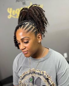 Appointments available ❣️ . . #crownedbyAK #atl #keyhairstylist #locponytail #cutcreaters #atlhair #locs #ponytail #locstylesforwomen… | Instagram Locs Ponytail, Dreads Short Hair, Short Dreadlocks Styles, Short Hair Twist Styles, Dreads Styles For Women, Hair For School, Short Box Braids Hairstyles, Faux Locs Hairstyles