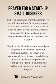 a poem written in black and white with the words prayer for a start - up small business