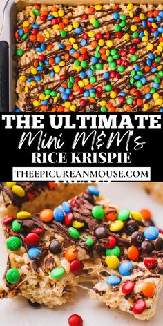 the ultimate m & m rice krispy bars recipe is made with only three ingredients