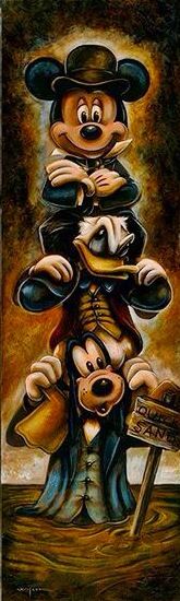 a painting of mickey mouse in a top hat