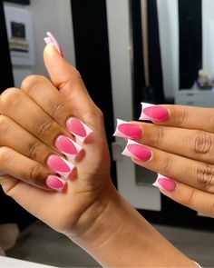 Short duck nails  Pink and white  #frenchies #frenchtipnails #duckies All Pink French Nails, Short French Duck Nails, Pink And White Duck Nails, Duckies Nails Short, Duck Nail Frenchies, Nails Acrylic Duck Shape, Valentines Duck Nails, Pink Nails With White French Tip, Short Duck Nails French Tip