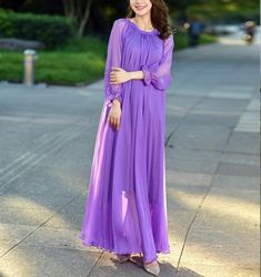 Cap Point Purple / M Olivia Elegant Flowy Chiffon High Quality Loose Belt Maxi Dress Purple Chiffon Dress For Party, Spring Beach Chiffon Dress In Georgette, Elegant Chiffon Dress For Spring, Elegant Long Sleeve Purple Chiffon Dress, Flowy Purple Chiffon Dress, Purple Flowy Chiffon Dress, Long Chiffon Dress For Formal Occasions, Elegant Purple Chiffon Summer Dress, Elegant Purple Chiffon Dress For Summer