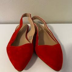 Sophia Milano Made In Italy Sling Back Red Flats Size 36 Never Used Red Ankle Strap Casual Heels, Casual Red Heels With Ankle Strap, Red Casual Ankle Strap Heels, Casual Red Ankle Strap Heels, Chic Red Flat Heel Slingback Pumps, Chic Red Flat-heel Slingback Pumps, 2976 Platform Chelsea Boots, Sam Edelman Mules, Beige Mules