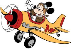 an old fashioned cartoon airplane with mickey mouse on it