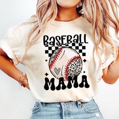 a woman wearing a t - shirt that says baseball mama