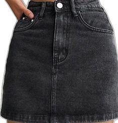 High Waisted Mini Skirt, Black Denim Skirt, Elegant Ladies, Elegant Woman, Black Denim, A Black, Denim Skirt, Mini Skirt, Mini Skirts