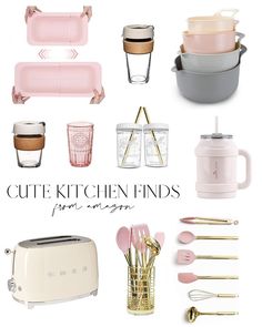 a bunch of kitchen items with the words cute kitchen finds