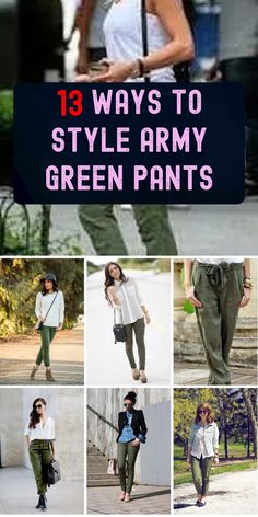 Elevate your wardrobe with these refreshing and stylish outfit ideas featuring army green pants. Perfect for ladies looking to refresh their style! Outfit Ideas For Green Pants, Outfits With Army Pants, How To Wear Army Green Pants, Army Green Pant Outfits For Women, Army Green Sweatpants Outfit, Army Green Pants Outfit Women Work, Outfits With Green Joggers, Green Pants Black Top, Olive Green Pants Outfit Fall