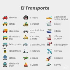 the spanish language is used to describe transportation