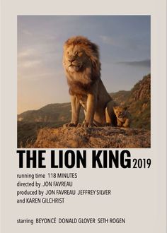 the lion king poster with an image of two lions sitting on top of a hill