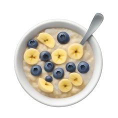 a bowl of oatmeal with blueberries and bananas