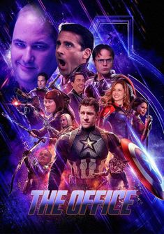 the avengers movie poster with captain america and other characters on it's back ground