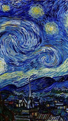 the starry night painting is shown in this image