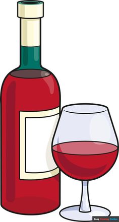 a bottle of wine next to a glass filled with red wine on a white background