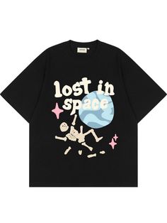 Streetwear Punk T-shirt Lost In Space Digital Art Tshirts, Printer T Shirts, Skeleton T-shirts, Procreate T Shirt, Simple Iron On Shirts, Overaized Shirt, My Tshirt, Pakaian Crop Top, Punk Tshirt