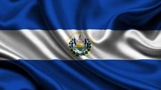 the flag of el salvador is waving in the wind with silky folds and waves on it