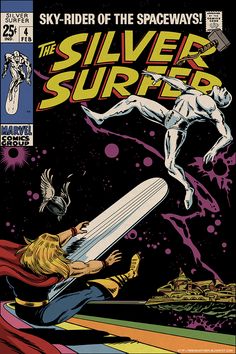 an old comic book cover with the title silver surfer