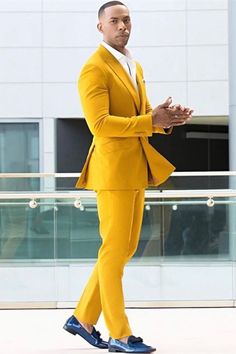 Trenton Yellow Double Breasted Point Lapel Prom Mens Suit Online | Bradymensuit Colorful Suits Men, Men Suit Wedding, Mustard Outfits, Ring Bearer Suit, Prom Men, Prom For Guys, Prom Suits For Men, Yellow Ring, Yellow Suit