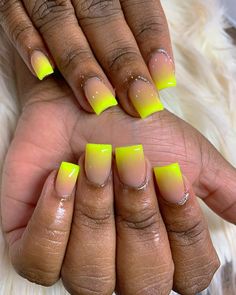 EnvyMyNailsLLC on Instagram: “#nails #kcnails #kcnailtech #ombrenails #instagramnails💅 #valentinobeautypure #nailsofinstagram #nailsonfleek #nails💅 #nailart…” Yellow Ombre Nails Short, Neon Short Nails, Drippy Nails, Acrylic Nail Designs Classy, Acrylic Nail Designs Coffin, Neon Acrylic Nails, Yellow Nails Design, Inspiration Nails, Long Acrylic Nail Designs