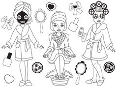 three girls with black face masks and makeup on their faces are standing in front of a white background